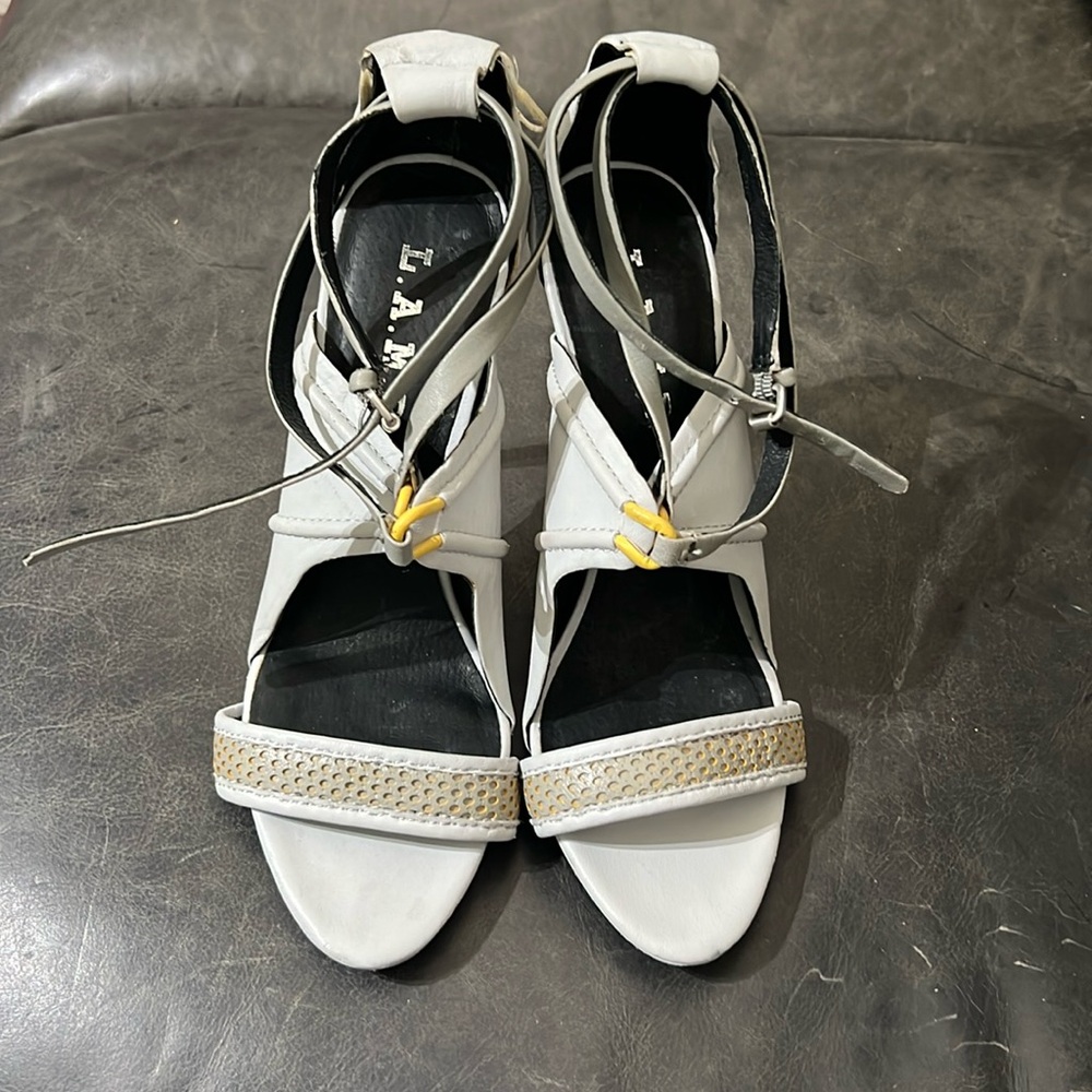 L.A.M.B. Bailey High Heel Sandal Gray Size 7M